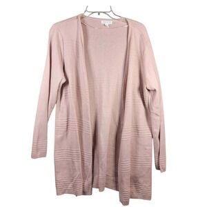 Charter Club -‎ Open Front Knit Cardigan Sweater Pink - Womens Large